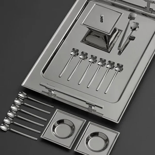 Jumbo New 9100 28-Piece Square Tea Set - Steel