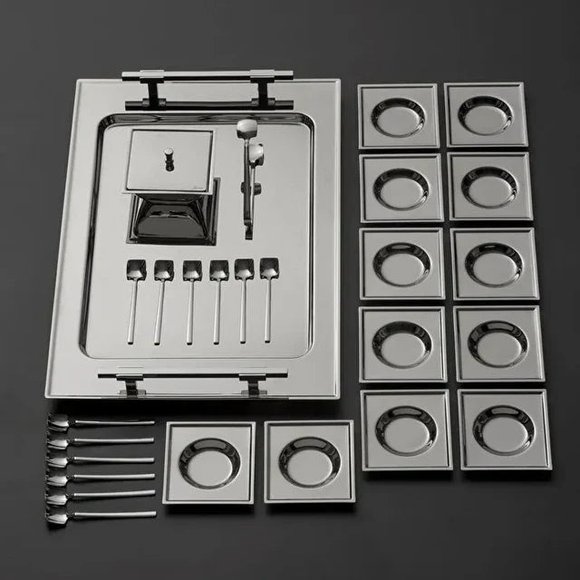 Jumbo New 9100 28-Piece Square Tea Set - Steel