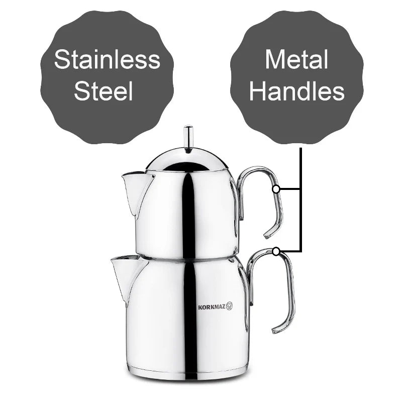 Korkmaz Pera Mini Turkish Teapot Set – 0.65 L / 1.2 L (A281)