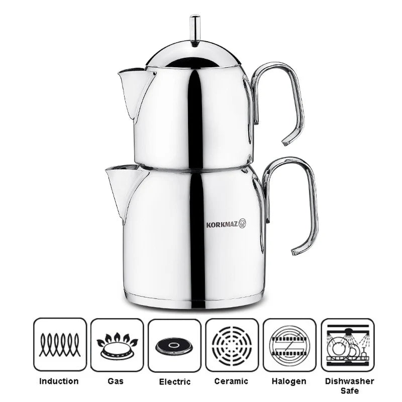 Korkmaz Pera Mini Turkish Teapot Set – 0.65 L / 1.2 L (A281)