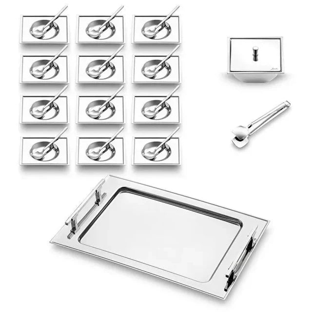 Jumbo New 9100 28-Piece Square Tea Set - Steel