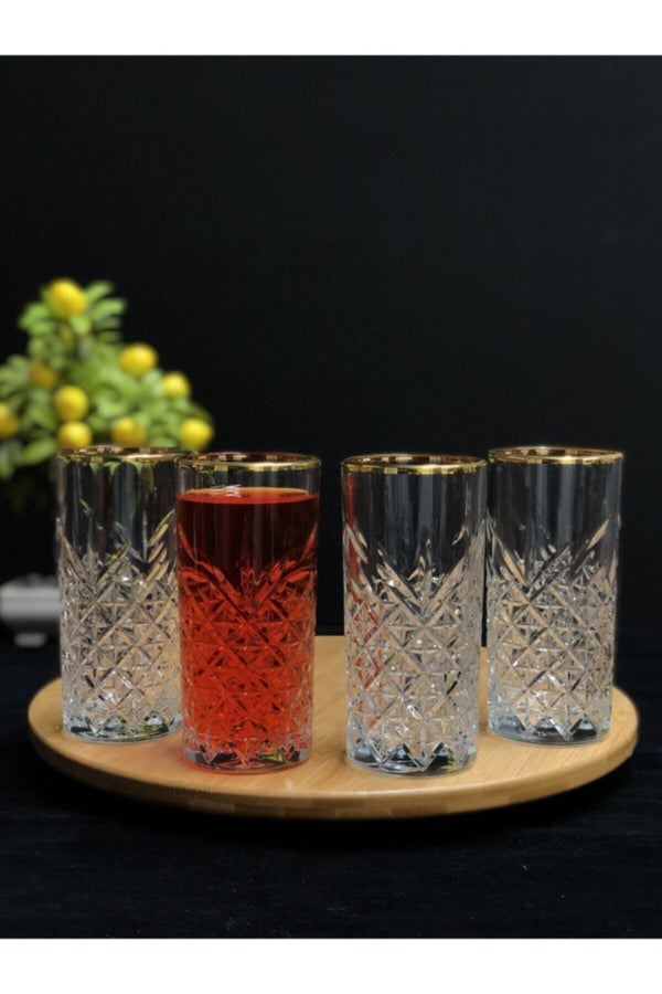 Paşabahçe Timeless 52820GO Golden Touch Set of 4 Glasses - 295 ml