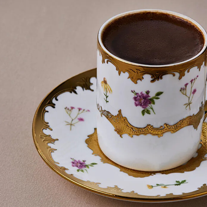 Karaca Bihter 12-Piece Porcelain Coffee Cup Set for 6 - 90ml