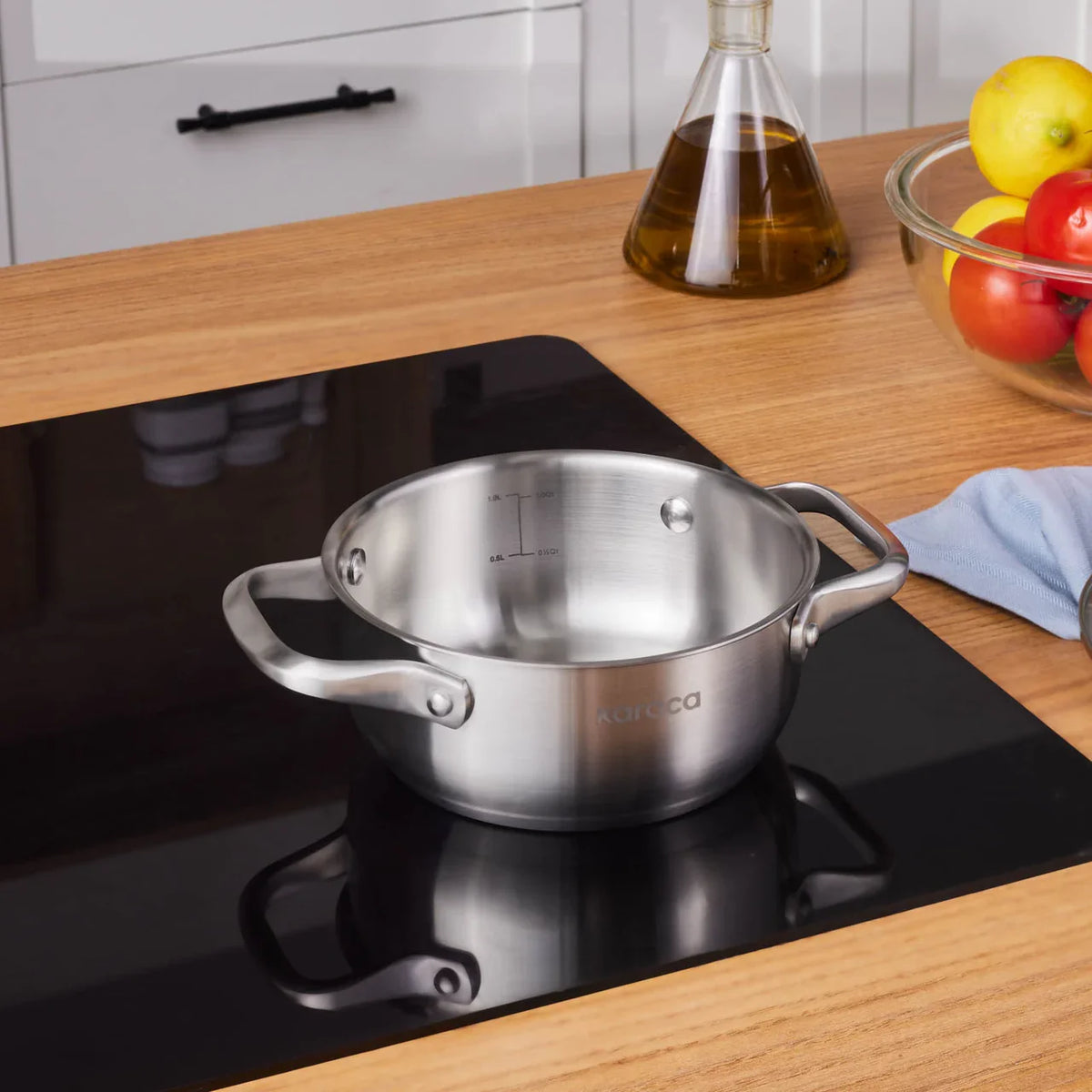 Karaca Elite Stainless Steel Shallow Casserole with Lid 16 cm