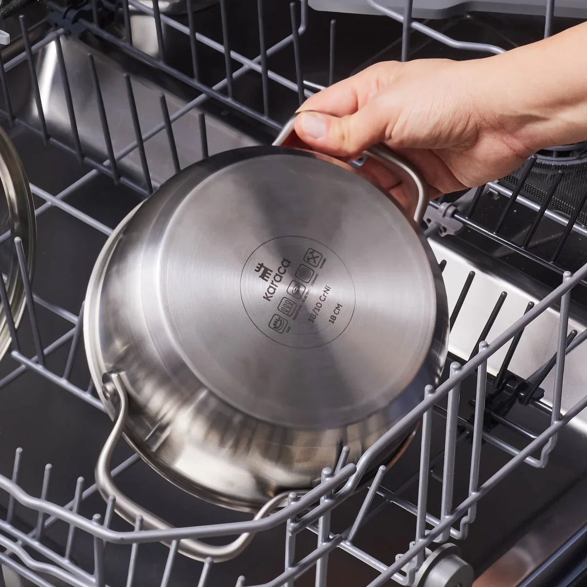 Karaca Elite Stainless Steel Shallow Casserole with Lid 16 cm