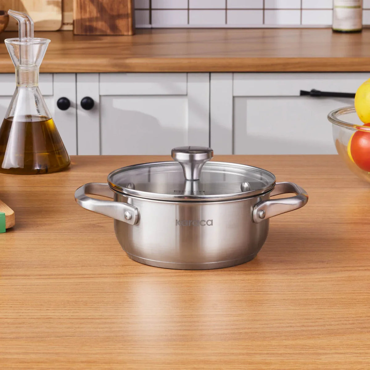 Karaca Elite Stainless Steel Shallow Casserole with Lid 16 cm