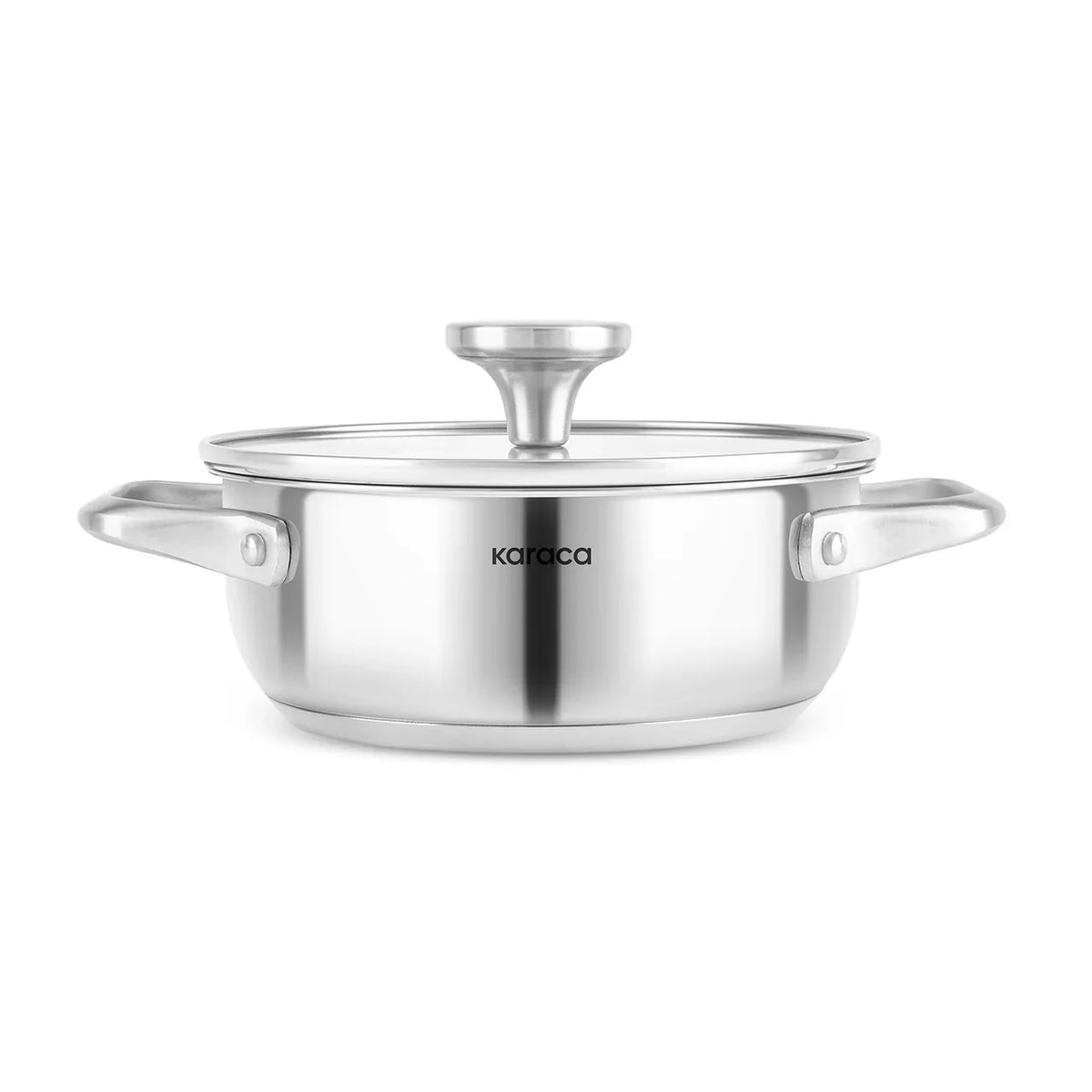 Karaca Elite Stainless Steel Shallow Casserole with Lid 18 cm