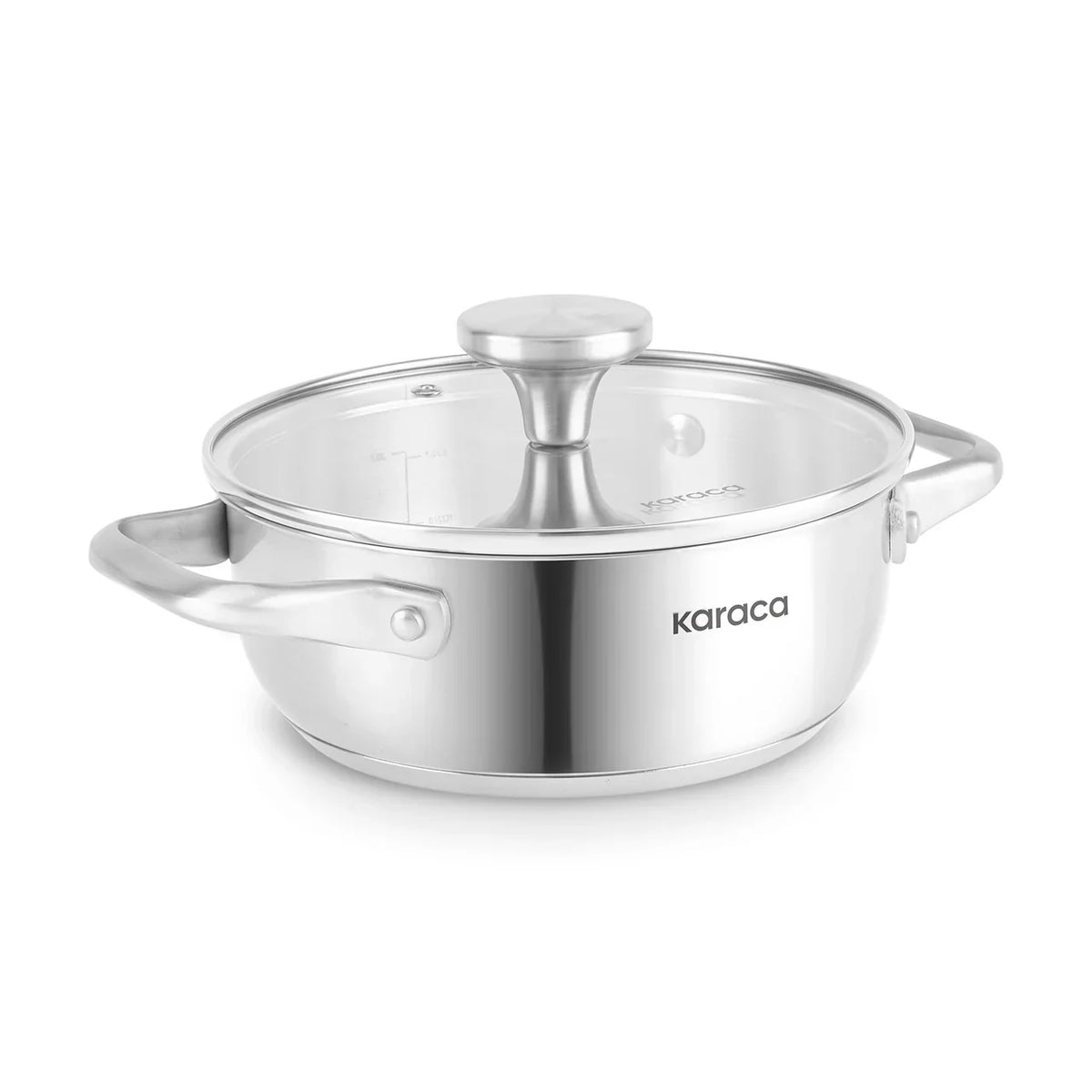 Karaca Elite Stainless Steel Shallow Casserole with Lid 18 cm