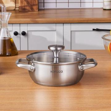 Karaca Elite Stainless Steel Shallow Casserole with Lid 18 cm