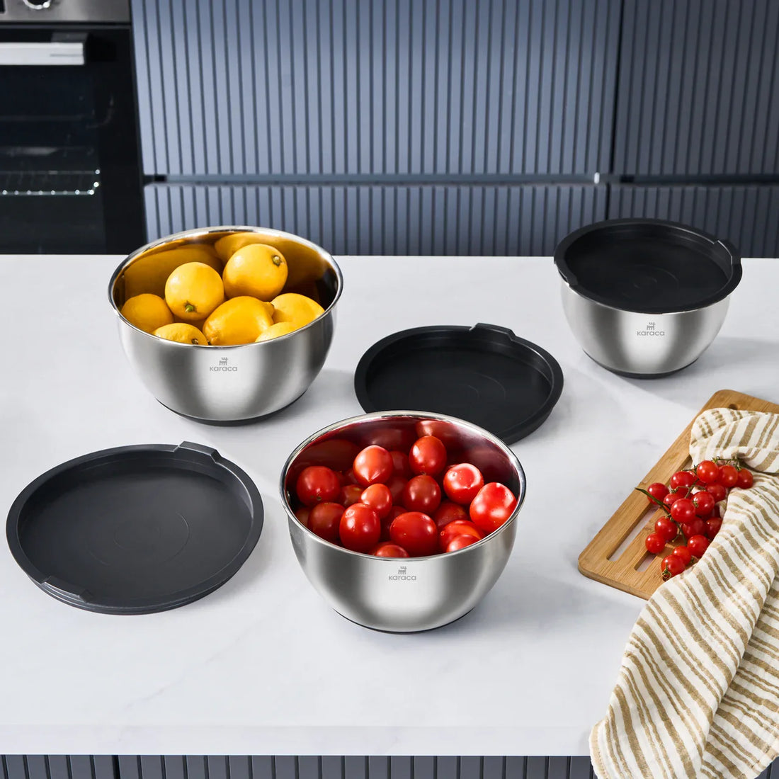 Karaca Blendbox 3-Piece Mixing Bowl Set - Stainless Steel