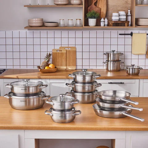 Karaca Elite Stainless Steel Shallow Casserole with Lid 18 cm