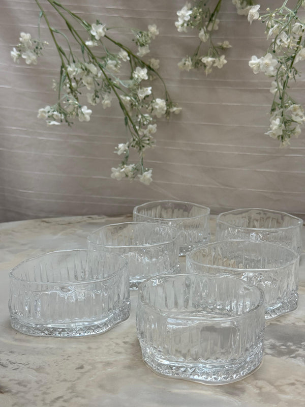 Bavary Glass Wave Snack Bowls, Ribbed - 6-piece set