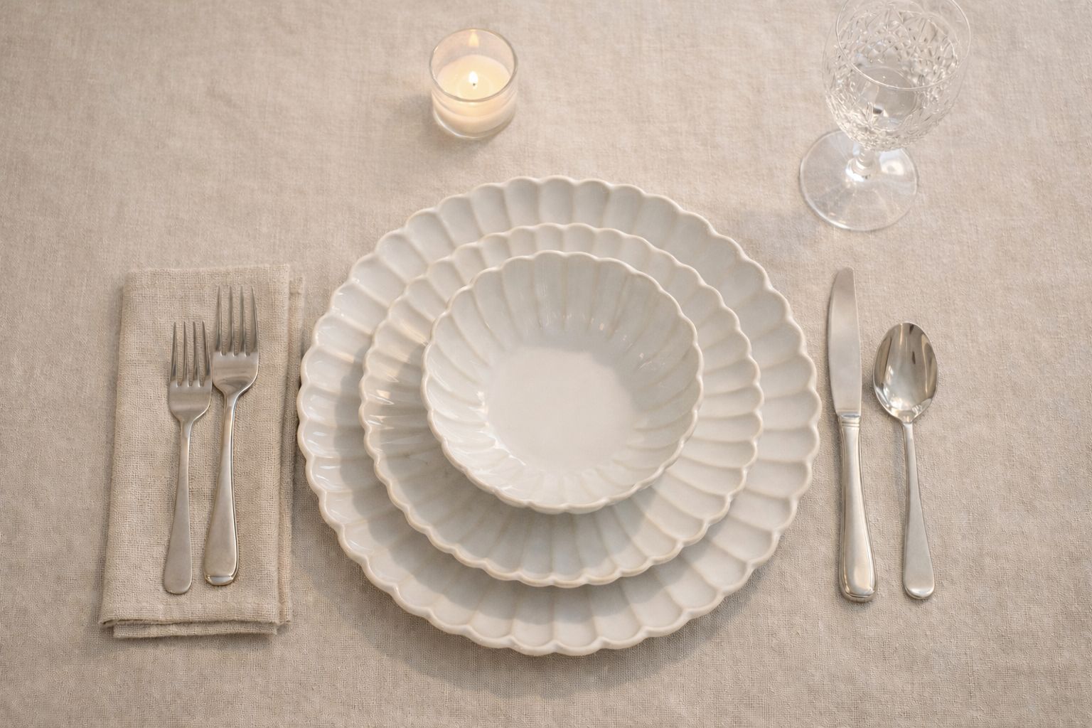 Bricard Paris 25-Piece Porcelain Dinner Set | Beige | 25 Pieces | Serves 6