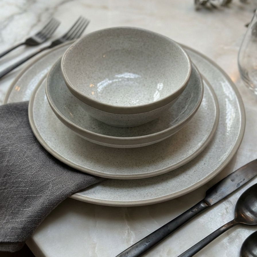Bricard Albi Light Gray 25-Piece Dinner Set (Serves 6)