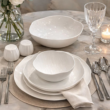Kadoland Clover White | 27-Piece Modern Dining Set for 6 People
