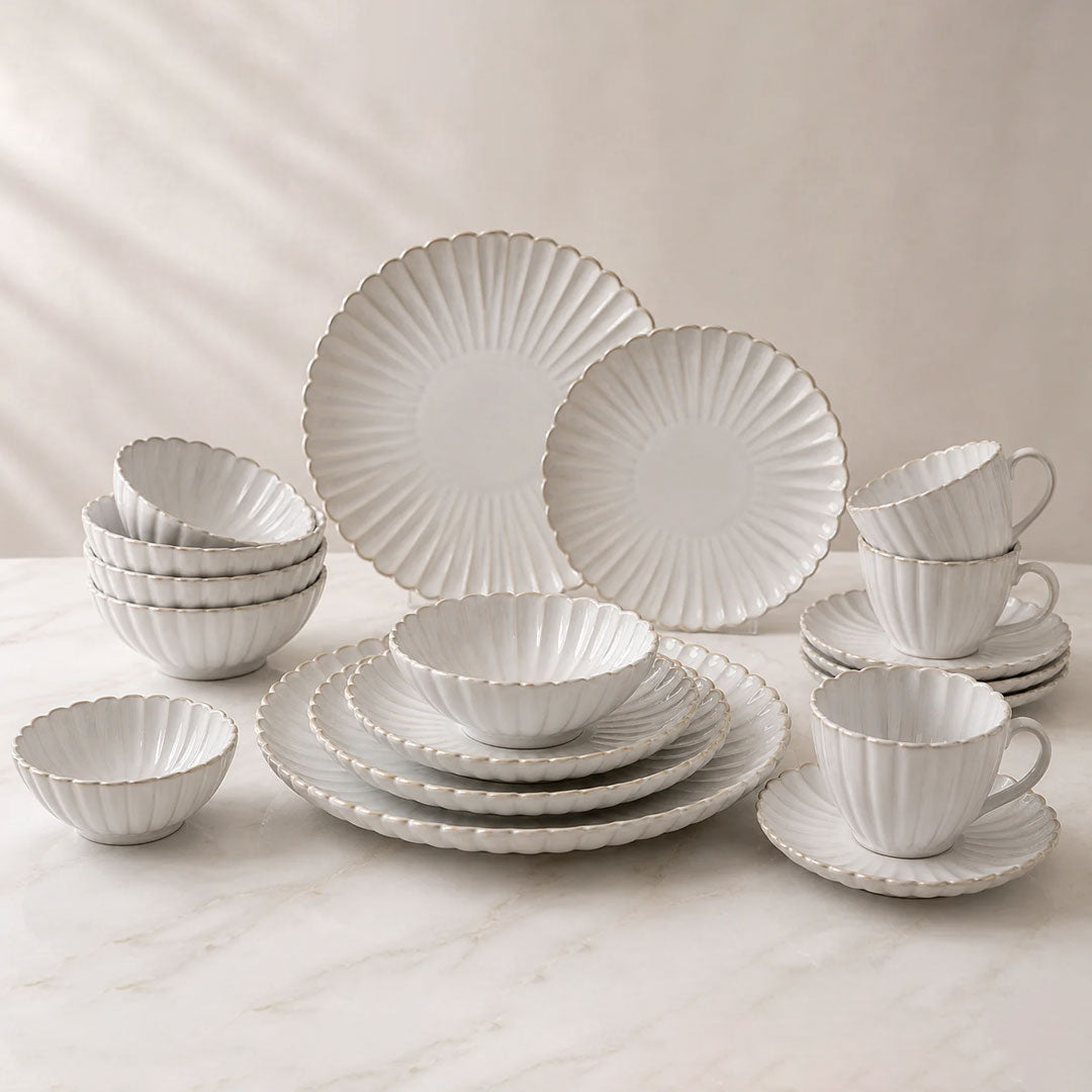 Bricard Paris 25-Piece Porcelain Dinner Set | Beige | 25 Pieces | Serves 6
