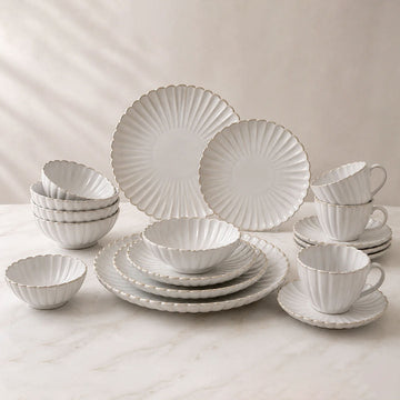 Bricard Paris 25-Piece Porcelain Dinner Set | Beige | 25 Pieces | Serves 6