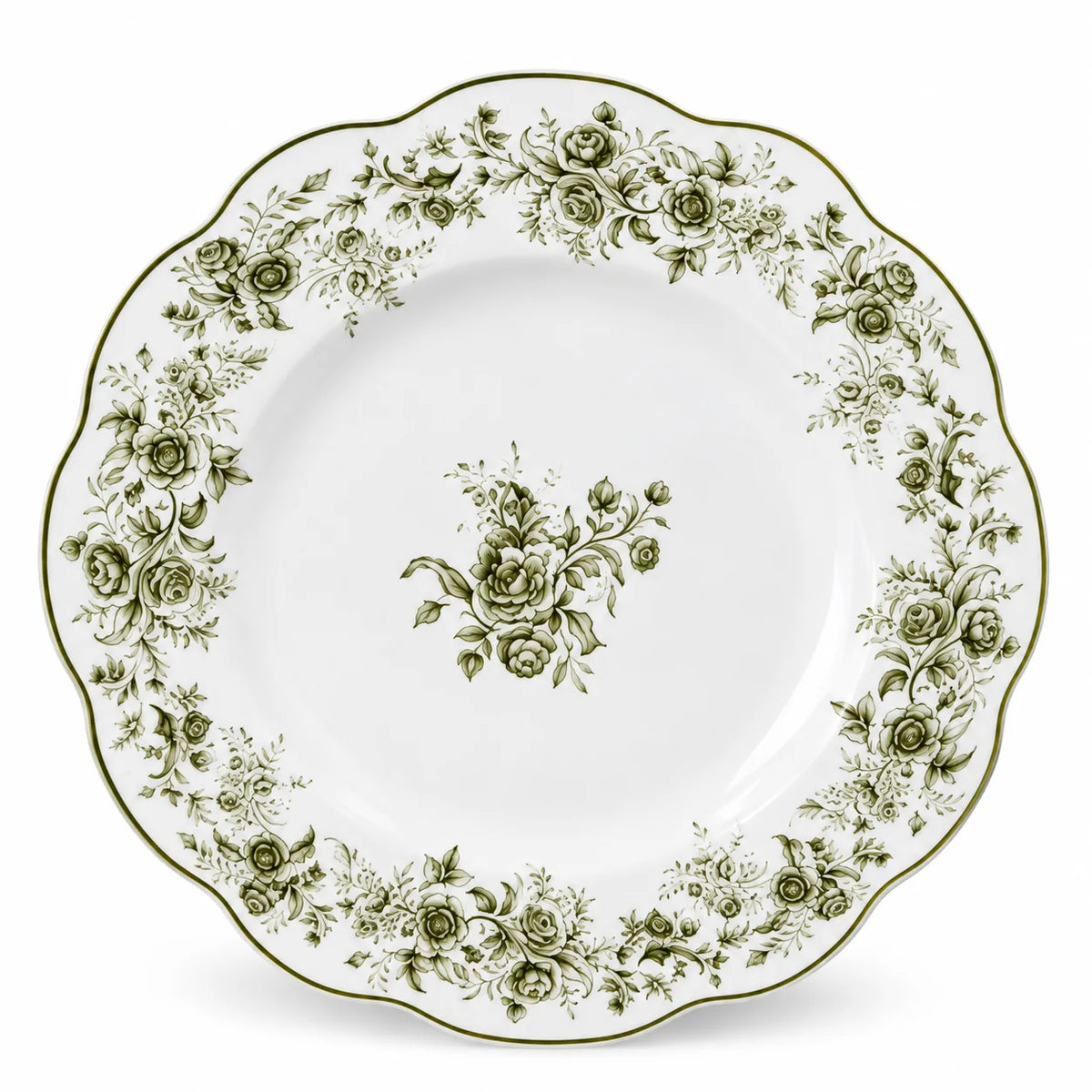Vintage Porcelain Dinner Set – 25 Pieces for 6, Green Floral