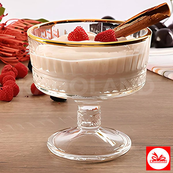 Paşabahçe 51749 Elysia Golden Touch Footed Bowl, Set of 2, Gold-Plated