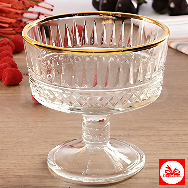 Paşabahçe 51749 Elysia Golden Touch Footed Bowl, Set of 2, Gold-Plated