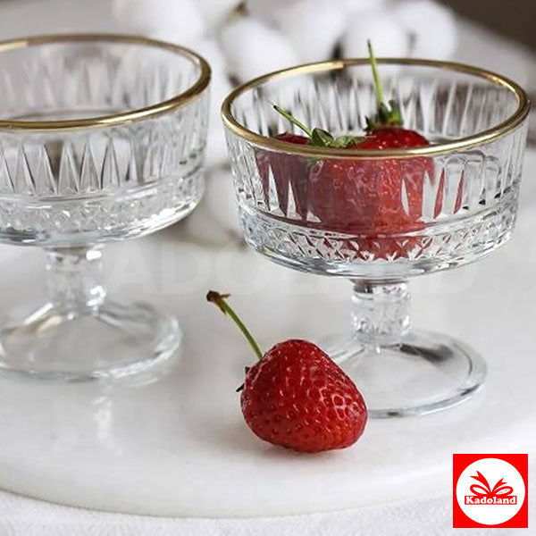 Paşabahçe 51749 Elysia Golden Touch Footed Bowl, Set of 2, Gold-Plated