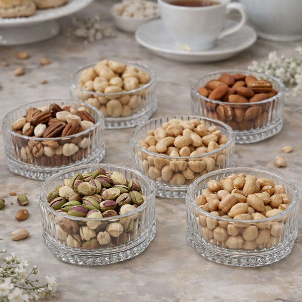 Bavary Glass Wave Snack Bowls, Ribbed - 6-piece set