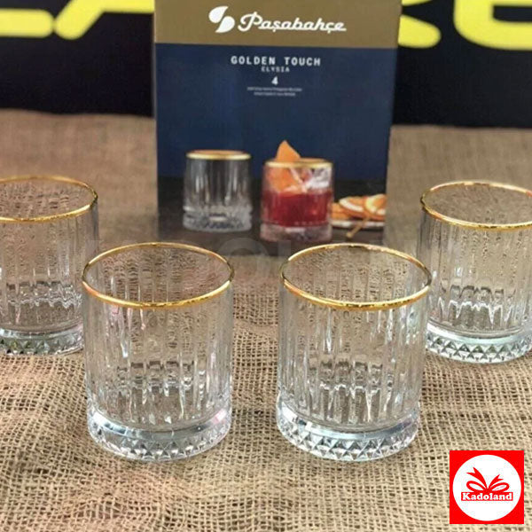 Paşabahçe Elysia Gold Glass Set of 4, 355ml 520004GO