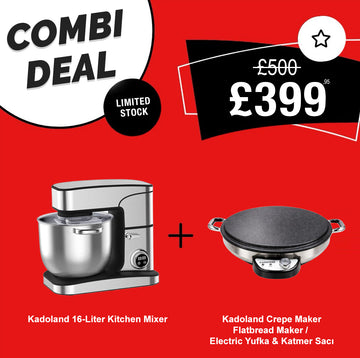 Kadoland Dough Mixer 16 Liter 2800 Watt / Kitchen Chef / Stand Mixer + Kadoland Crepe Maker Flatbread Maker / Electric Yufka & Katmer Sacı