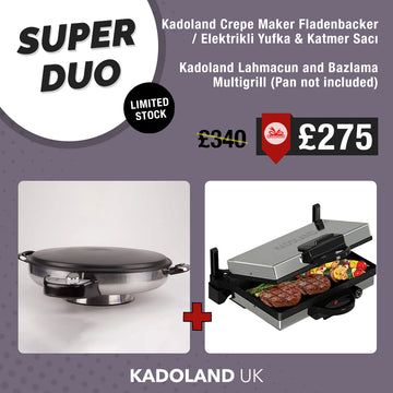 Kadoland Lahmacun and Bazlama Multigrill + Kadoland Crepe Maker Flatbread Maker / Electric Yufka & Katmer Sacı