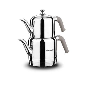 Korkmaz Riva Turkish Teapot Set – Beige, 1.1 L / 1.9 L (A189-02)