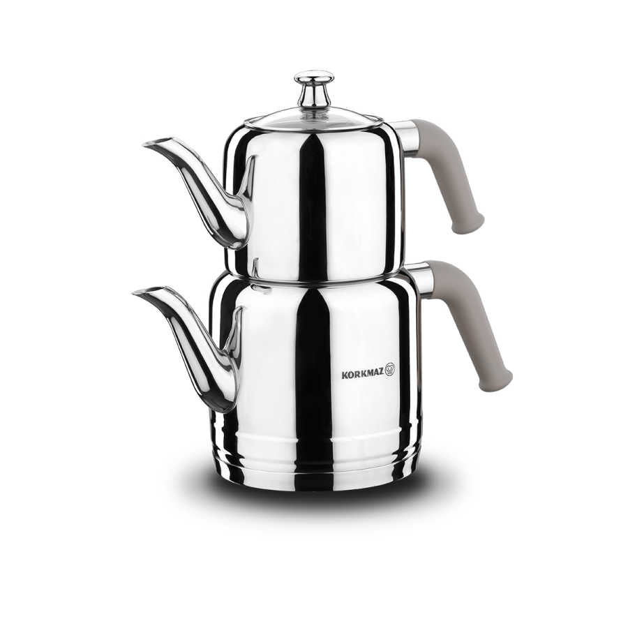 Korkmaz Riva Turkish Teapot Set – Beige, 1.1 L / 1.9 L (A189-02)