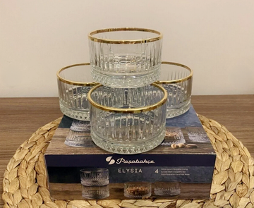 Paşabahçe Gold-Gilded Elysia Bowl Set of 4 530038GO